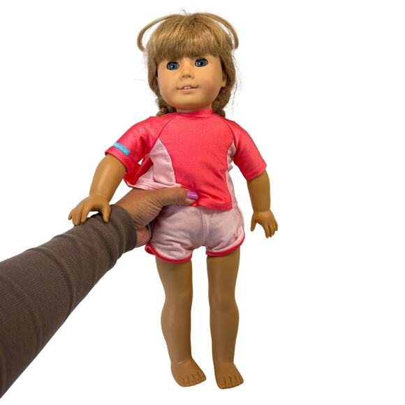 American Girl Doll 18 Inch Blue Eyes w Pink Outfit